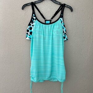 Women’s Swim Tankini top, Size Large, Blue, Animal Print